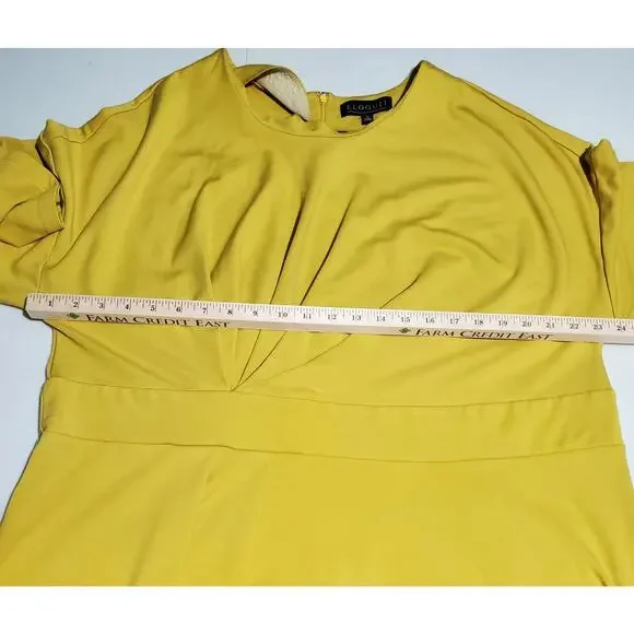 Eloquii Womens Golden Yellow Long Sleeve Dress Size 22 Fall Wedding Guest Office - Picture 3 of 4